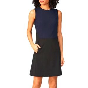 KF KaufmanFranco Collective Colorblock A-Line Dress, Black Blue, Size 6
